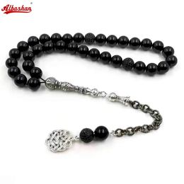 ALBASHAN Man luxury Tasbih Zircon Rosary Beads With Natural Black Agates Islamic Accessorise Muslim gift EID 240528