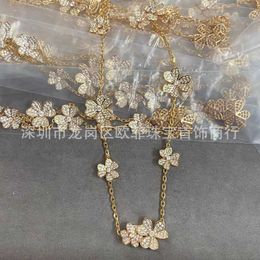 High luxury brand Jewellery designedVanly Necklace for lovers Gold Plated Clover White Rose Diamond Lucky 9TGA