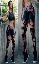 Women Fitness Yoga Pants Sexy Hoow Out Floral Skinny Sexy Sports Leggings5968467