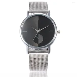 Wristwatches Mesh Strap Alloy Two Color Watch Business Quartz Unisex Simple Casual Wristwatch Stainless Steel Luxury Braceletes