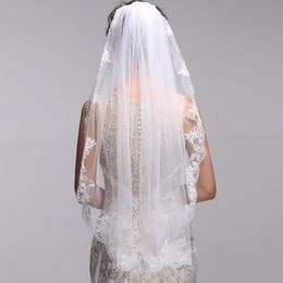 New High Quality Simple Lace Applique Edge 1T With Comb Lvory White Elbow Wedding Veil Bridal Veils 260S