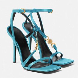 2024 Excellent Designer Women Gianni Ribbon Cage Sandals Shoes Satin Crystal Strappy Pumps Party Wedding High Heeled Sandal Shoe Lady Slingback EU35-42 Box
