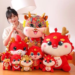Dragon Plush Doll Chinese Style Tang Suit Dragon Plush Toy Soft Lovely Sofa Ornament Year Gift for 2024 Cartoon for Playtime 240529
