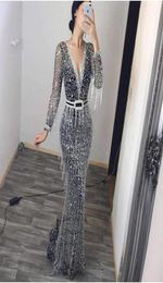 Casual Dresses African For Women 2021 Tassel Long Sleeve VNeck Sling Sequin Dress Sequins Clothing Maxi Africa3718861