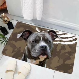 Carpets HX Fashion Animal Dogs Floor Mat American Staffordshire Terrier 3D Printed Flannel Indoor Door Non-slip Bath