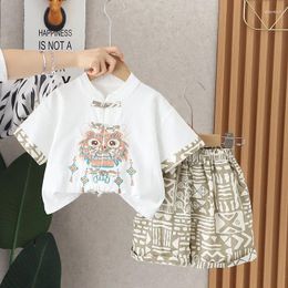 Clothing Sets 2024 Summer Baby Boutique Set Suits For Kids Boys Chinese Style Dragon Embroidery Short Sleeve Shirts And Shorts Outfit