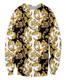 Men039s Hoodies Sweatshirts 3D Baroque Court Crown Golden Flower Luxury Big Pattern Comfortable Design Pullover Brand Plus Si2693879