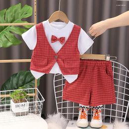 Clothing Sets Kids 2024 Summer Baby Boy Clothes 1 To 2 Years Gentleman O-neck Short Sleeve T-shirts Tops And Shorts Boys Infant Outfit