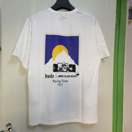 22ss Racing Team Classic Sun Print Vintage Tee Skateboard Men t shirt Spring Summer Short Sleeve Streetwear Cotton Tshirt 216K