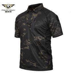 Mens tactical military polo shirt summer army camouflage mens breathable pocket short sleeved S-3XL 240528
