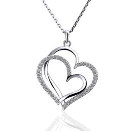 Best gift White Gold White crystal jewelry Necklace for women DGN498 Heart 18K gold gem Pendant Necklaces with chains 294m
