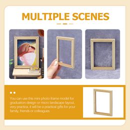 Frames Frame Photo Picture Mini Dollhouse Miniature Furniture Toy Accessories Wood House Furnitures Diy Gold Kids Vintage Crafts