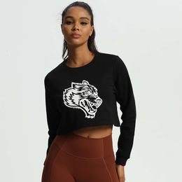 Wolf Head Darcsport Shoulder Drop Yoga Short Sweater for womens designer clothing tracksuits New Pullover Sports Fitness Wear long sleeved t shirt 3WMO