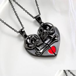 Pendant Necklaces Heart Shape Magnetic Attract Couples Necklace Simple Creative Skl 2Pcs/Set Drop Delivery Jewellery Pendants Dhtww
