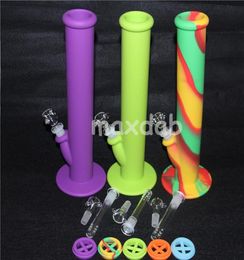 DHL Silicone Water Pipe Glass Bongs Oil Rigs Bong 14quot Height with 144MM Joint Silicon Material nector4704381