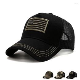 Ball Caps Men's Camo Mesh Baseball American Flag Embroidery Trucker Hat Summer Outdoor Sport Sun Hats Military Tactical Snapback Ca 2355