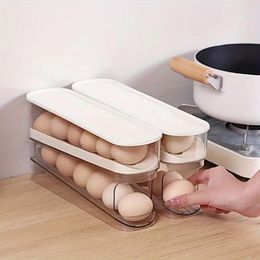 Storage Bottles Double Layer Rolling Egg Dispenser Refrigerator Box Automatic Scrolling Holder Household Large Capacity Kitchen