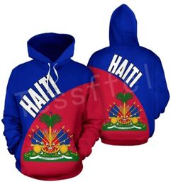 Tessffel Ülke Amblem Bayrağı Karayip Deniz Haiti Retro Kazak Erkekler/Kadınların Takip Ceketi 3dprint Street Giyim Hoodies A12 X06101093001