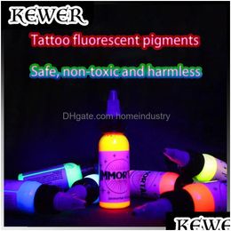 Nail Art Kits Dryers Kewer New 7 Colour Fluorescence Tattoo Ink Neon Fluorescent Body Painting Henna Pigments Supplies Drop Delivery He Dh5Uy