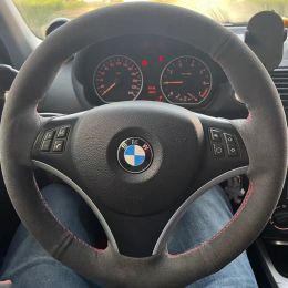Car Steering Wheel Cover For BMW E90 320i 325i 330i 335i E87 120i 120d Suede DIY Suede Steering-Wheel Cover Wrap Car Accessories