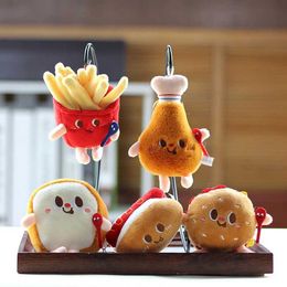 Plush Keychains Hamburg Hot Dog French Chips Bread Drumsticks Plush Pendant Keychain Creative Cartoon Bag Decoration Car Key Accessories Girl Gift S2452802