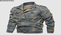 Denim Blue Jacket Mens Stand Collar Spring Autumn Coat Plus Size Jeans Outwear Men 3D Cotton Overcoat Retro Brand Clothing Ceket M2951443