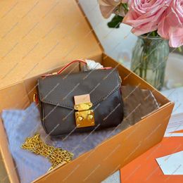 Designer Bag Postman Bags Women Crossbody MICRO METIS Mini Wallet Leather Brown FLOWER Portable Handbags Removable Chain Shoulder Purse 245H