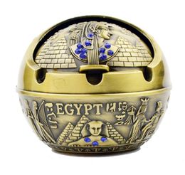 Newest Colorful Metal Ashtray Egypt Pattern Ball Shape Pyramid Storage Box Portable Innovative Design Luxury Decoration Cake D7748076