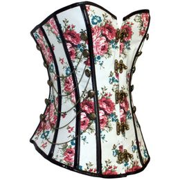 Women Sexy Corsets Top Waist Trainer Corselete Steampunk Gothic Overbust Corset Bustier With Chains Plus Size Halloween Costumes