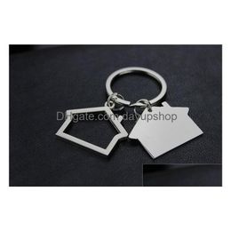 Keychains & Lanyards Metal House Shaped Keyrings Design Car Key Chain Custom Logo Gifts For Promotion Drop Delivery Fashion Accessori Dh7Sb