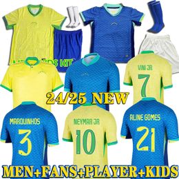 Soccer Jersey 24 25 NEYMAR VINI JR Kids Kit Sets 2025 Football Shirt Home Away Player Version RODRYGO MARTINELLI ENDRICK JUNIOR RICHARLISON men women kids sets jersey