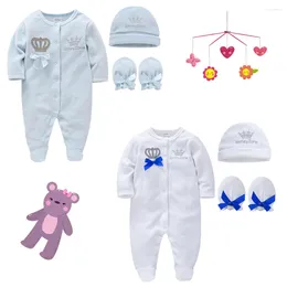 Clothing Sets Winter Born Baby Romper Boys Clothes Girls Velour Pyjamas Hats Mittens Infant Comfy Jumpsuit Outfit 0-12M