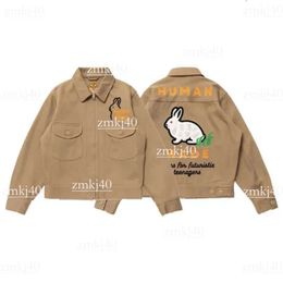 human make brand Men's Jackets designer jacket New Cartoon Rabbit Embroidery Human Made human make Jackets Oversize Couple Zip Jacket high quality Coats 713