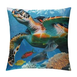 Turtle Throw Pillow Cover, Pillow Case for Women Men Decorative Pillow Cases Standard Size with Zipper Pillow Protector for Bedroom, Sofa