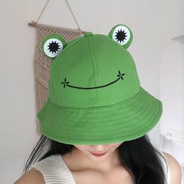 Wide Brim Hats 2021 Frog Bucket Hat For Women Summer Autumn Plain Female Panama Outdoor Hiking Beach Fishing Cap Sunscreen Woman Sunhat 221Z