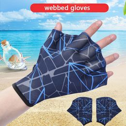 1 Pair Unisex Swimming Hand Fins Flippers Finger Webbed Gloves Paddle Water Sports Training Practice 240524