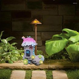 Garden Decorations Fairy Houses For Outside Creative Resin Statue Solar Decor Accessories Funny Sculptures Outdoor Lawn