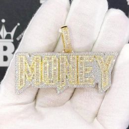 Chains Summer HipHop Iced Out Bling 5A CZ Paved Letter Money Pendant With Long Twist Rope Chain Necklace Jewellery For Women MenChains 227z