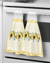 Towel Pastoral Sunflower Plaid Hand Bathroom Supplies Absorbent Cloth Dishcloths Hanging Kitchen Accessories
