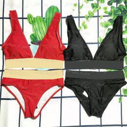 Print Womens Split Swimwear Sexy V Neck Swimsuits Padded Push Up Bra Briefs Girls Summer Holiday High Waist Bathing Suits 215o