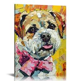 Abstract Puppy Artwork Dog Painting: Animal Pet Picture Print on Wrapped on Canvas for Bedroom