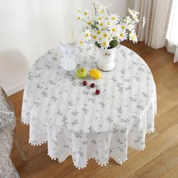 Table Cloth Round Tablecloth Cotton With Tassel Dust-Proof Floret Circular Cover For Kitchen Dinning Room Tabletop Decor
