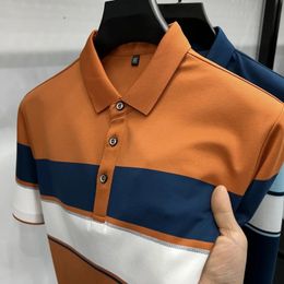 High end Mens POLO Shirt Summer Fashion Stripe Polo Collar Short sleeve Tshirt Business Leisure Breathable Wear 240529