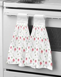 Towel Watercolor Flowers Roses Hand Bathroom Supplies Absorbent Cloth Dishcloths Hanging Kitchen Accessories