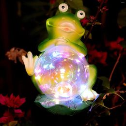 Garden Decorations Statues-Solar Decor Lights-Solar Frogs- Outdoor Lawn Frog For Pathway Balcony Yard Patio