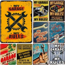 My Garage My Rules Metal Tin Signs Vintage Posters Plate Wall Decor for Garage Repair Shop Bars Cafe Clubs Pubs Retro Decoration
