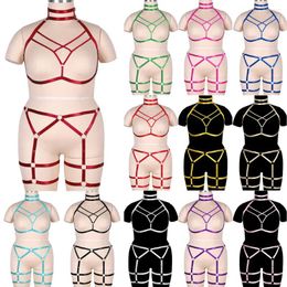 Bras Sets Bondage Neck Plump Woman Body Harness Belts Straps Sexy Lingerie Set Cage Bra Garters Pole Dance Rave Costume Accessories