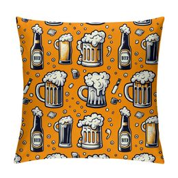 Beer Mugs Pillow Covers Decorative Throw Pillow Cover Soft Pillow Case Modern Beer Home Decor for Couch Sofa Bed