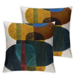 Boho Throw Pillow Covers , Modern Soft Neutral Decorative Pillow Covers, Bohemian Abstract Geometric Square Pillow Case for Sofa Bedroom Living Room 2pc