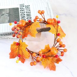 Decorative Flowers 1PC Christmas Candle Ring Halloween Decor Artificial Pumpkin Flower Wreaths Door Hanging Table Ornaments